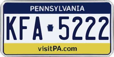 PA license plate KFA5222