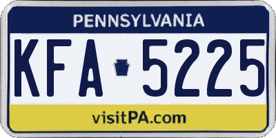 PA license plate KFA5225