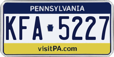 PA license plate KFA5227