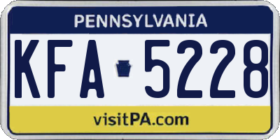 PA license plate KFA5228