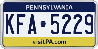 PA license plate KFA5229