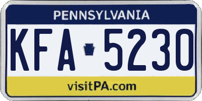 PA license plate KFA5230