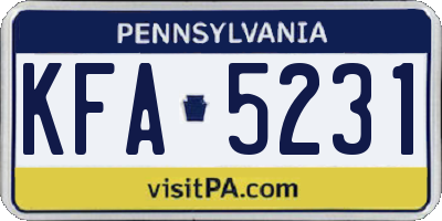 PA license plate KFA5231