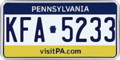 PA license plate KFA5233