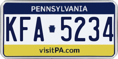 PA license plate KFA5234