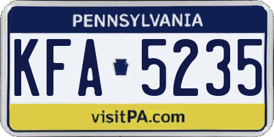 PA license plate KFA5235
