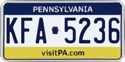PA license plate KFA5236