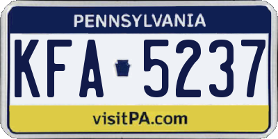 PA license plate KFA5237