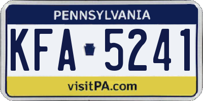 PA license plate KFA5241