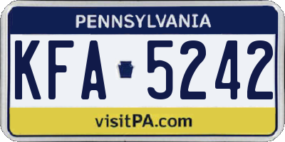 PA license plate KFA5242