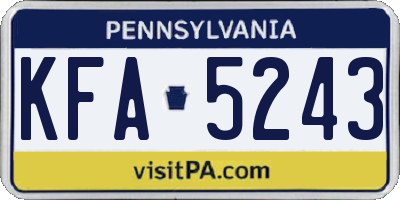 PA license plate KFA5243