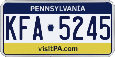 PA license plate KFA5245