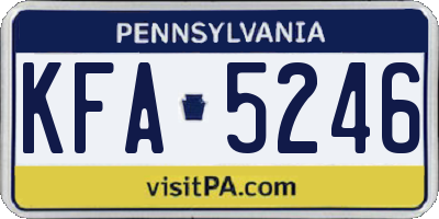 PA license plate KFA5246