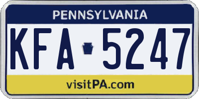 PA license plate KFA5247