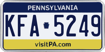 PA license plate KFA5249