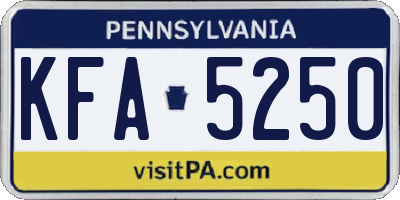 PA license plate KFA5250