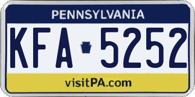 PA license plate KFA5252