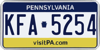 PA license plate KFA5254