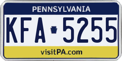 PA license plate KFA5255