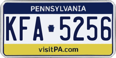PA license plate KFA5256