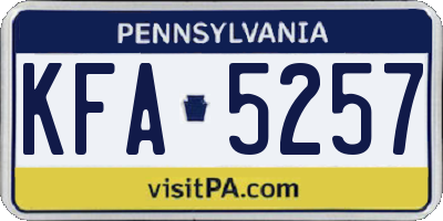 PA license plate KFA5257