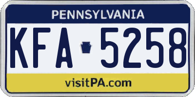 PA license plate KFA5258