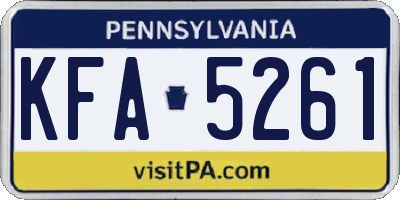 PA license plate KFA5261