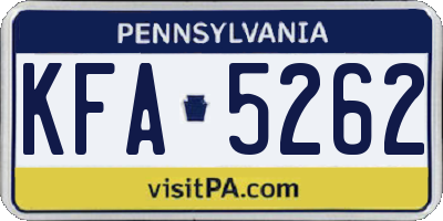 PA license plate KFA5262