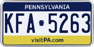 PA license plate KFA5263