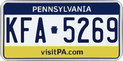 PA license plate KFA5269