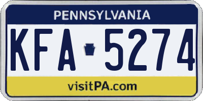 PA license plate KFA5274
