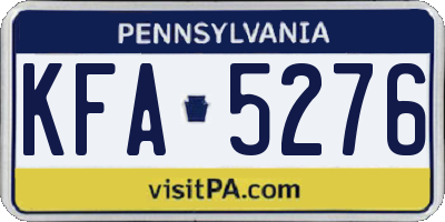 PA license plate KFA5276