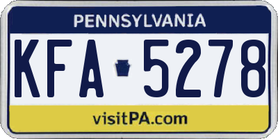 PA license plate KFA5278