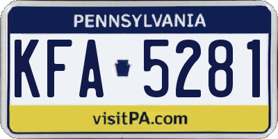 PA license plate KFA5281