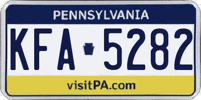 PA license plate KFA5282