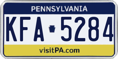 PA license plate KFA5284