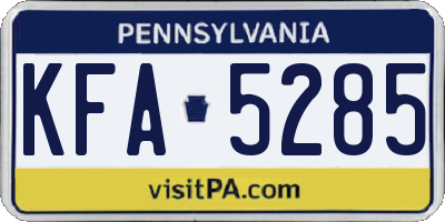 PA license plate KFA5285