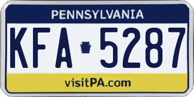 PA license plate KFA5287