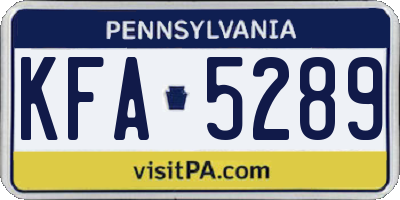 PA license plate KFA5289