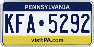 PA license plate KFA5292