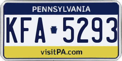 PA license plate KFA5293