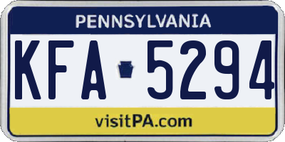 PA license plate KFA5294