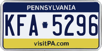 PA license plate KFA5296