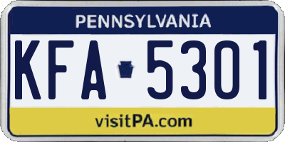 PA license plate KFA5301