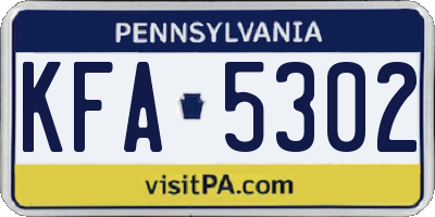 PA license plate KFA5302