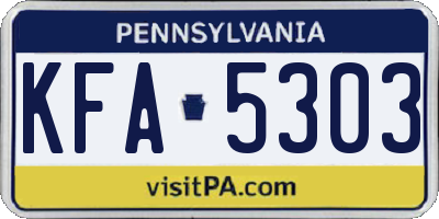 PA license plate KFA5303