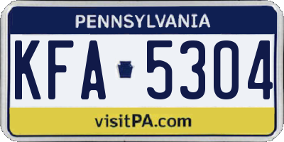PA license plate KFA5304