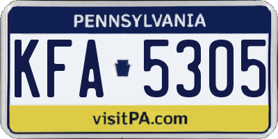 PA license plate KFA5305