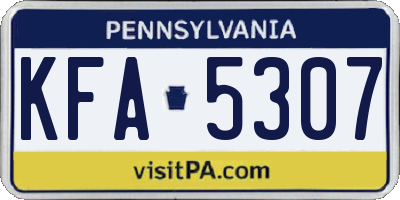 PA license plate KFA5307