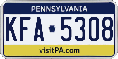 PA license plate KFA5308